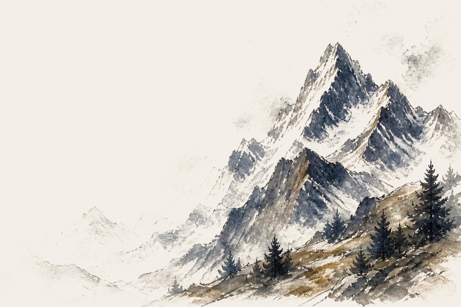 Alpenpanorama in Aquarell
