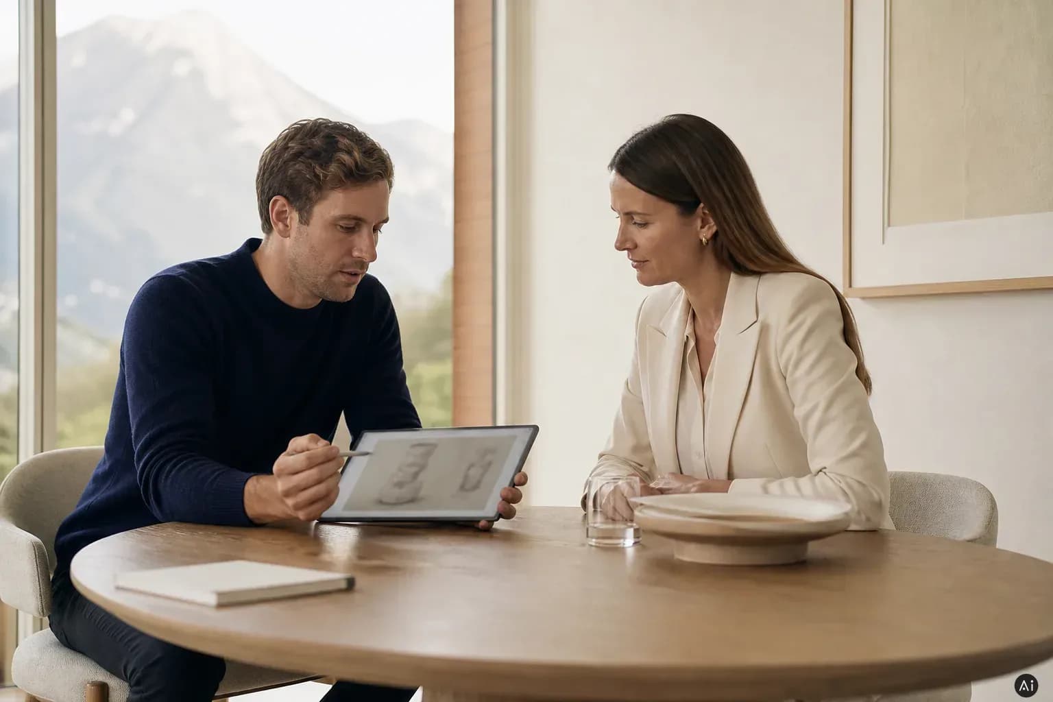 Zusammenarbeit mit einem Partner am Tisch