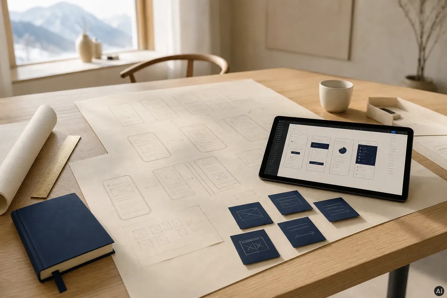 Wireframes und Scope auf dem Tisch, bevor Code entsteht
